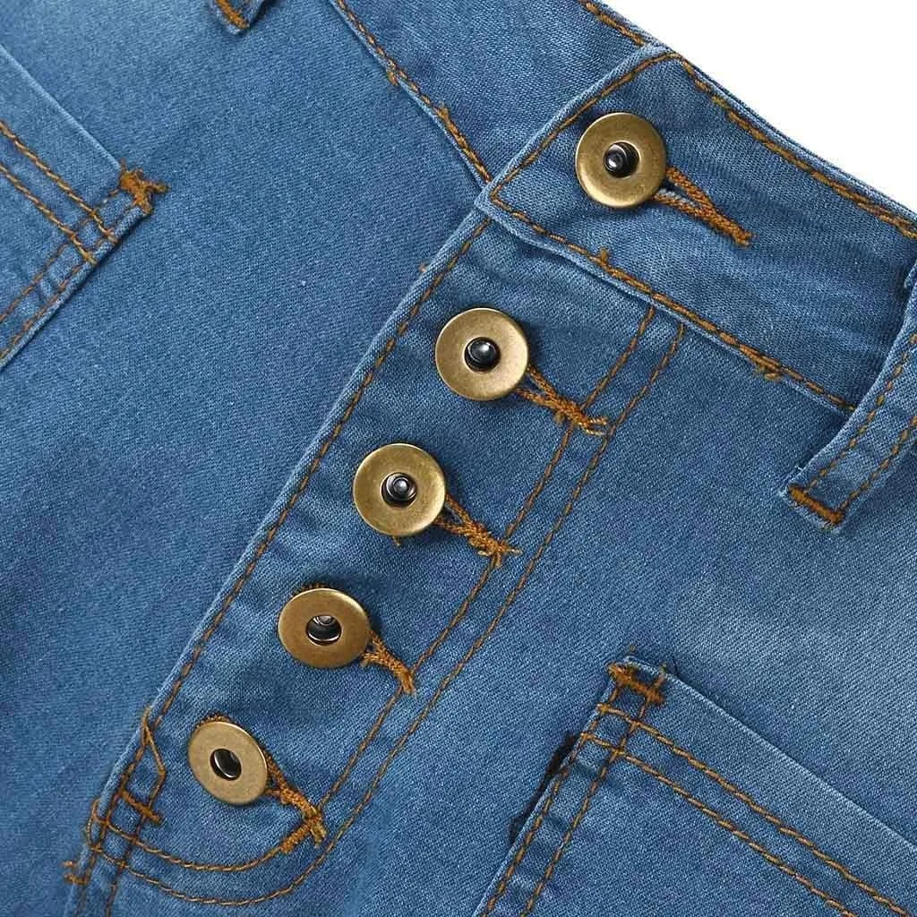 Women's Flare Bell Bottom High Waist Jeans Vintage Stretch Bootcut Denim Trouser with Pockets