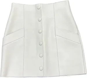 Womens Genuine Sheepskin A-Line Skirt High Waist Single Pocket Casual Spring Summer Slim Fit Leather Short