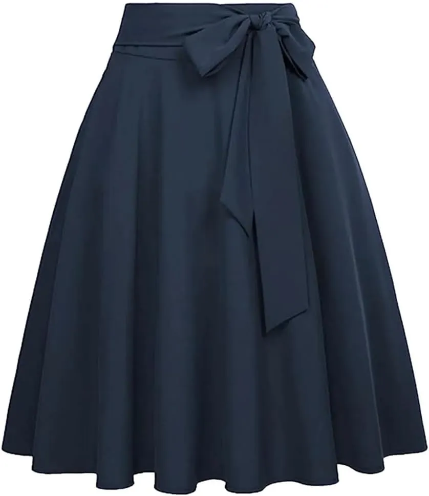 Women's High-Waisted Flared Skirt Solid Color Single-Line Pleated Skirt Lightweight Casual Skirt
