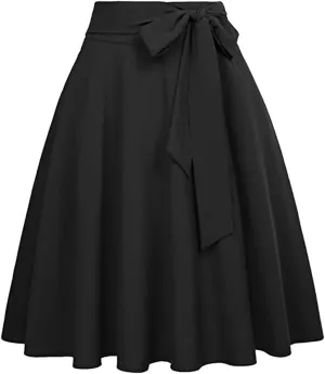 Women's High-Waisted Flared Skirt Solid Color Single-Line Pleated Skirt Lightweight Casual Skirt