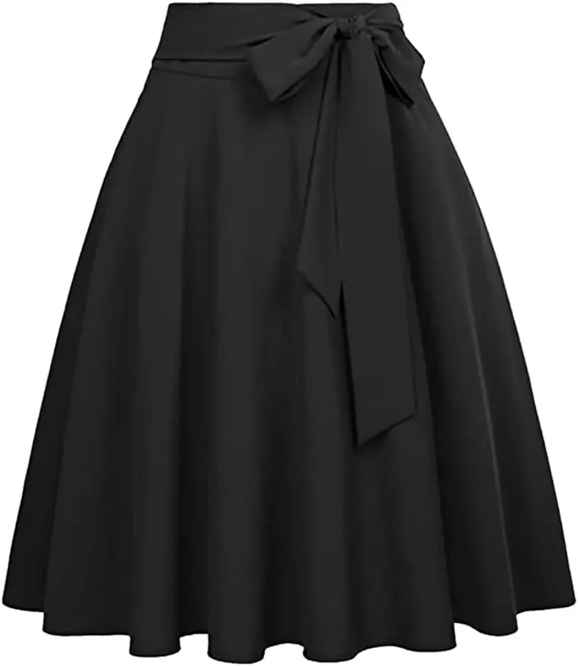 Women's High-Waisted Flared Skirt Solid Color Single-Line Pleated Skirt Lightweight Casual Skirt