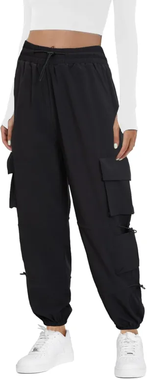 Women's Lightweight Cargo Pants Quick Dry Joggers with 6 Pockets Elastic Waist and Water-Resistant Hiking Pants