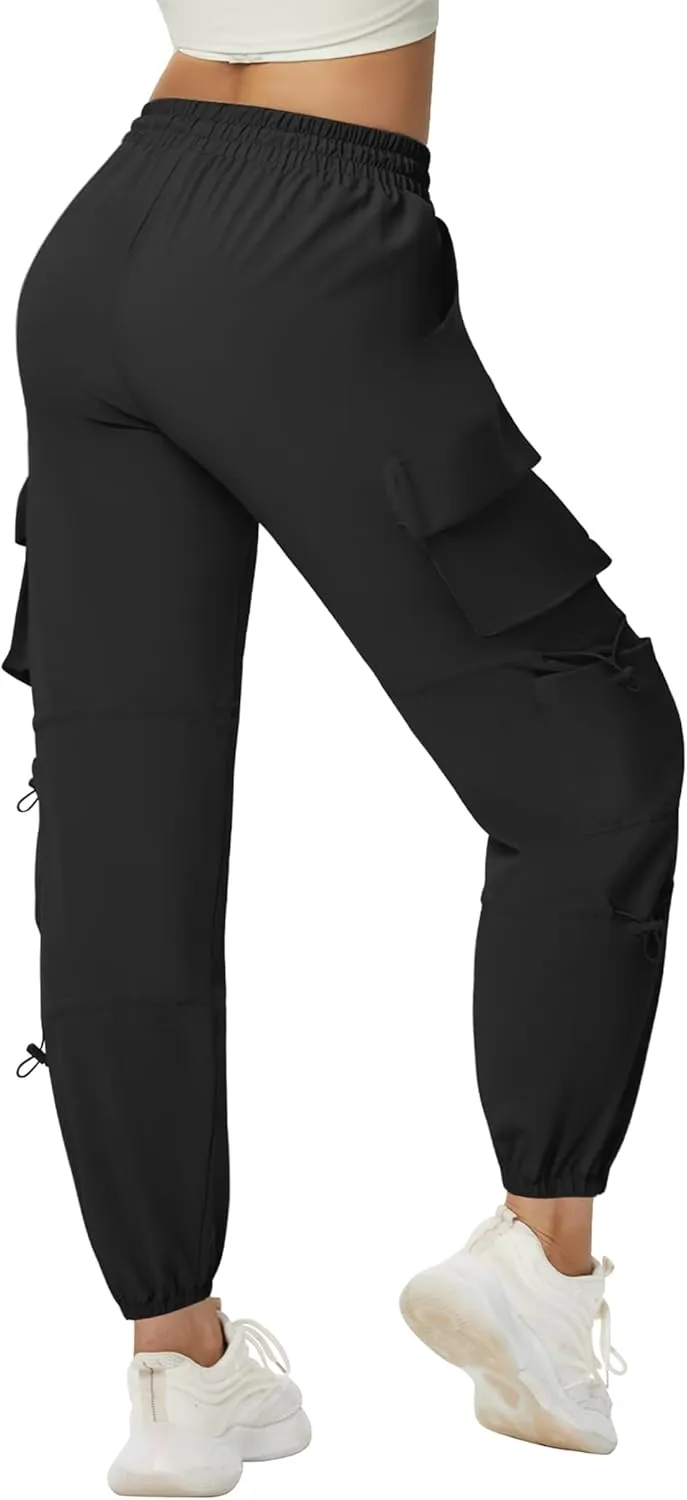 Women's Lightweight Cargo Pants Quick Dry Joggers with 6 Pockets Elastic Waist and Water-Resistant Hiking Pants