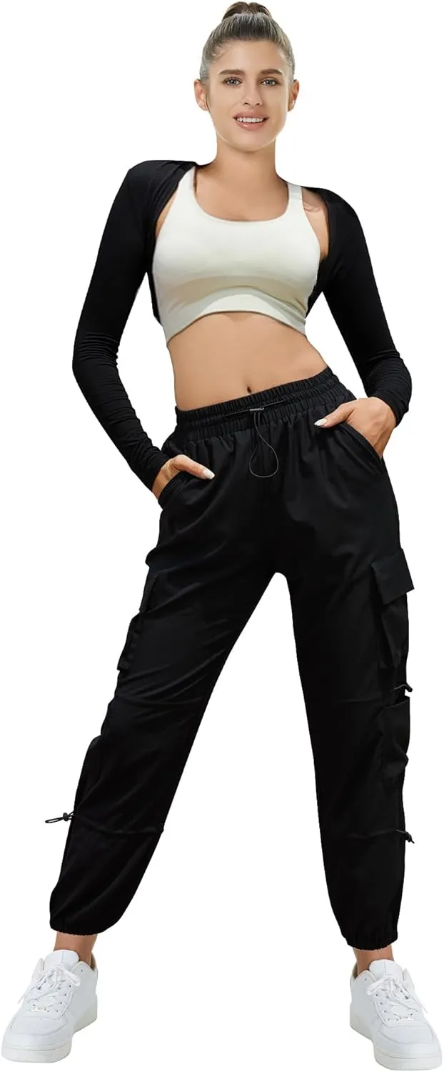 Women's Lightweight Cargo Pants Quick Dry Joggers with 6 Pockets Elastic Waist and Water-Resistant Hiking Pants