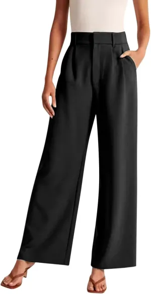 Womens Linen Blend Summer Casual Loose Pant Trousers High Waist Straight Slim Fit Pants Travel