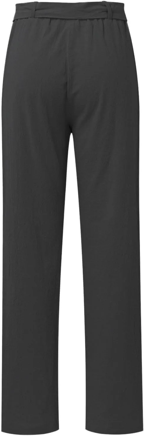 Womens Linen Summer Boho Palazzo Pants Low Waist Ankle Length Slim-Fit Pant Trousers Business Work