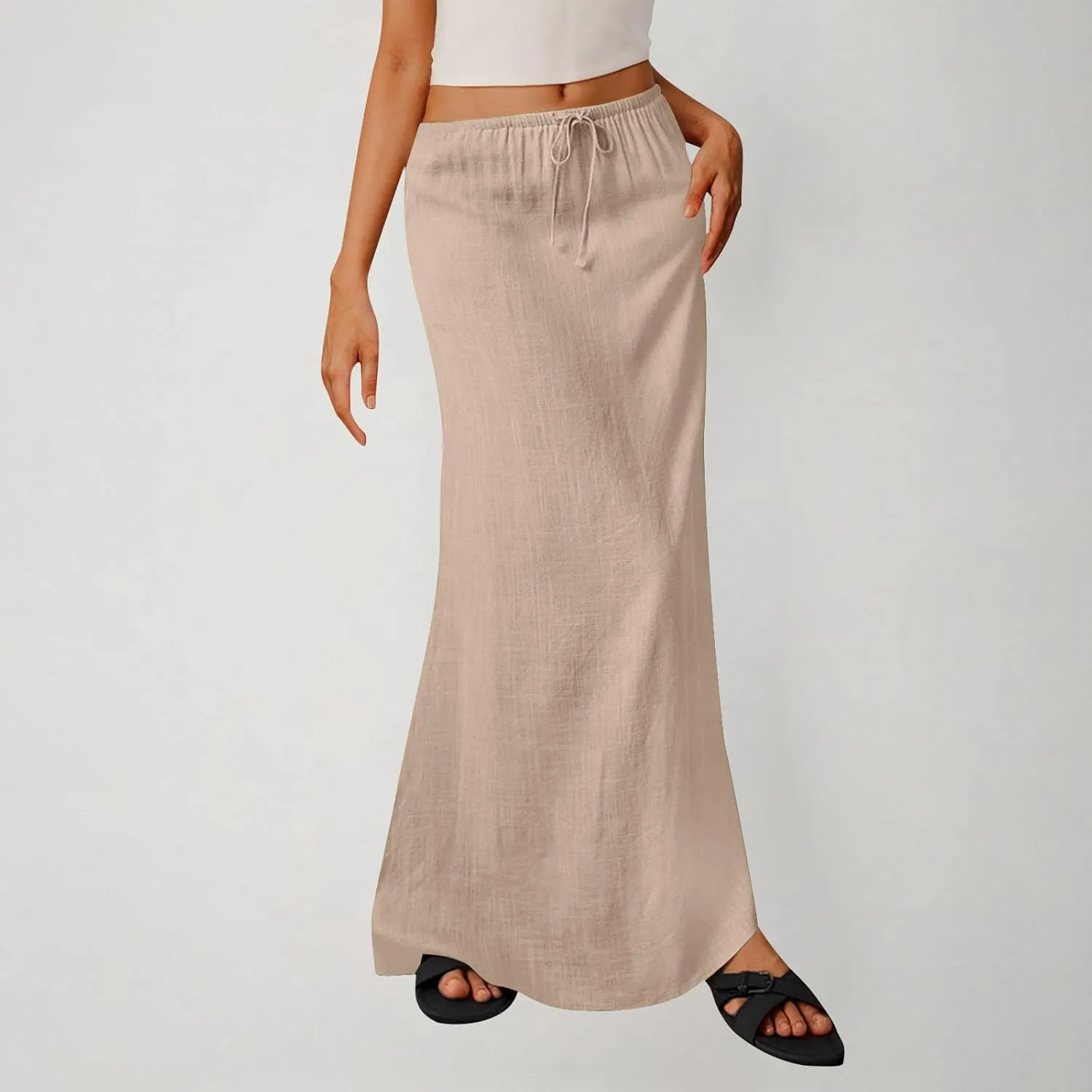 Women's Satin High Waisted Maxi Skirts Dressy Elegant Flared A-Line Long Skirts Trendy 2025 Summer New Casual Skirt