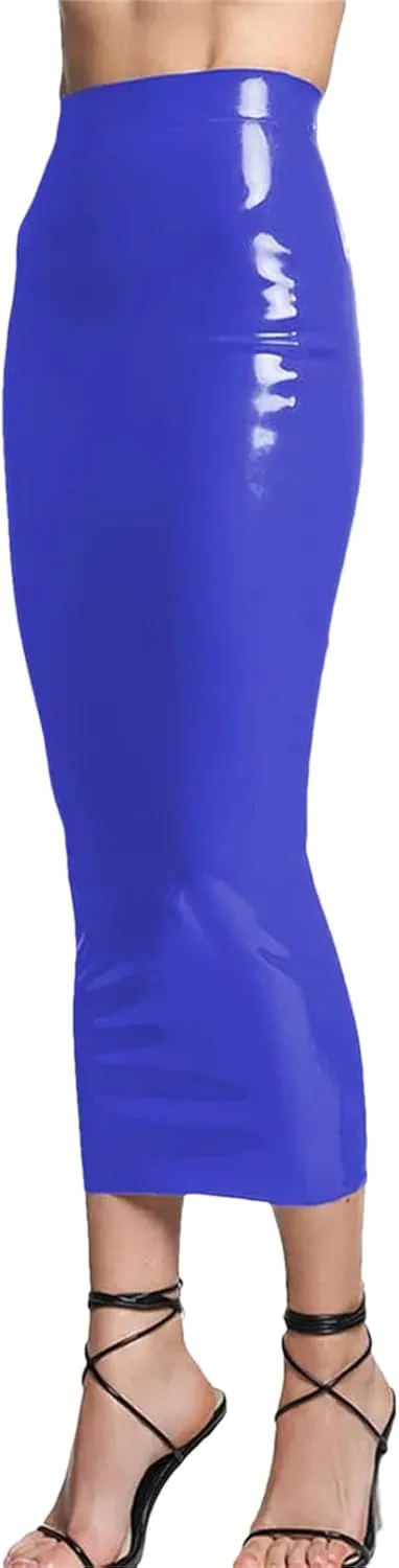 Womens Shiny PVC Pencil Skirt Slim Hobble High Waist Nightclub Winter Glossy