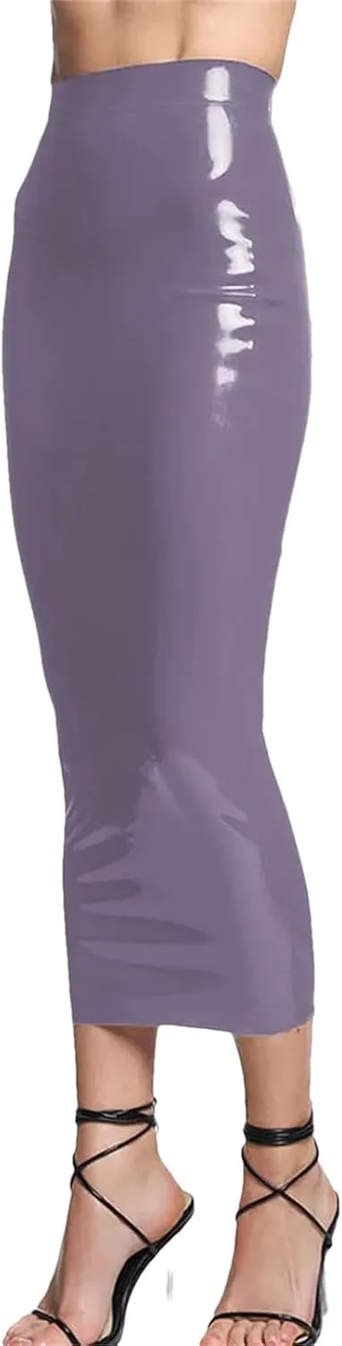 Womens Shiny PVC Pencil Skirt Slim Hobble High Waist Nightclub Winter Glossy