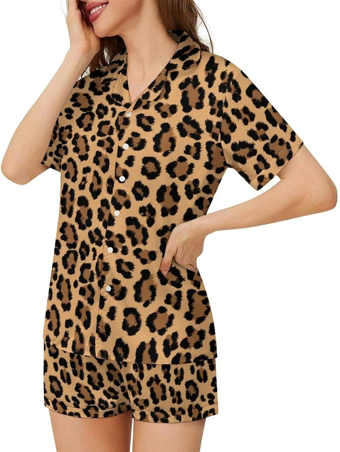 Women's Short Pajama 2 Piece Shorts Sleepwear Loungewear Tops Silk Set