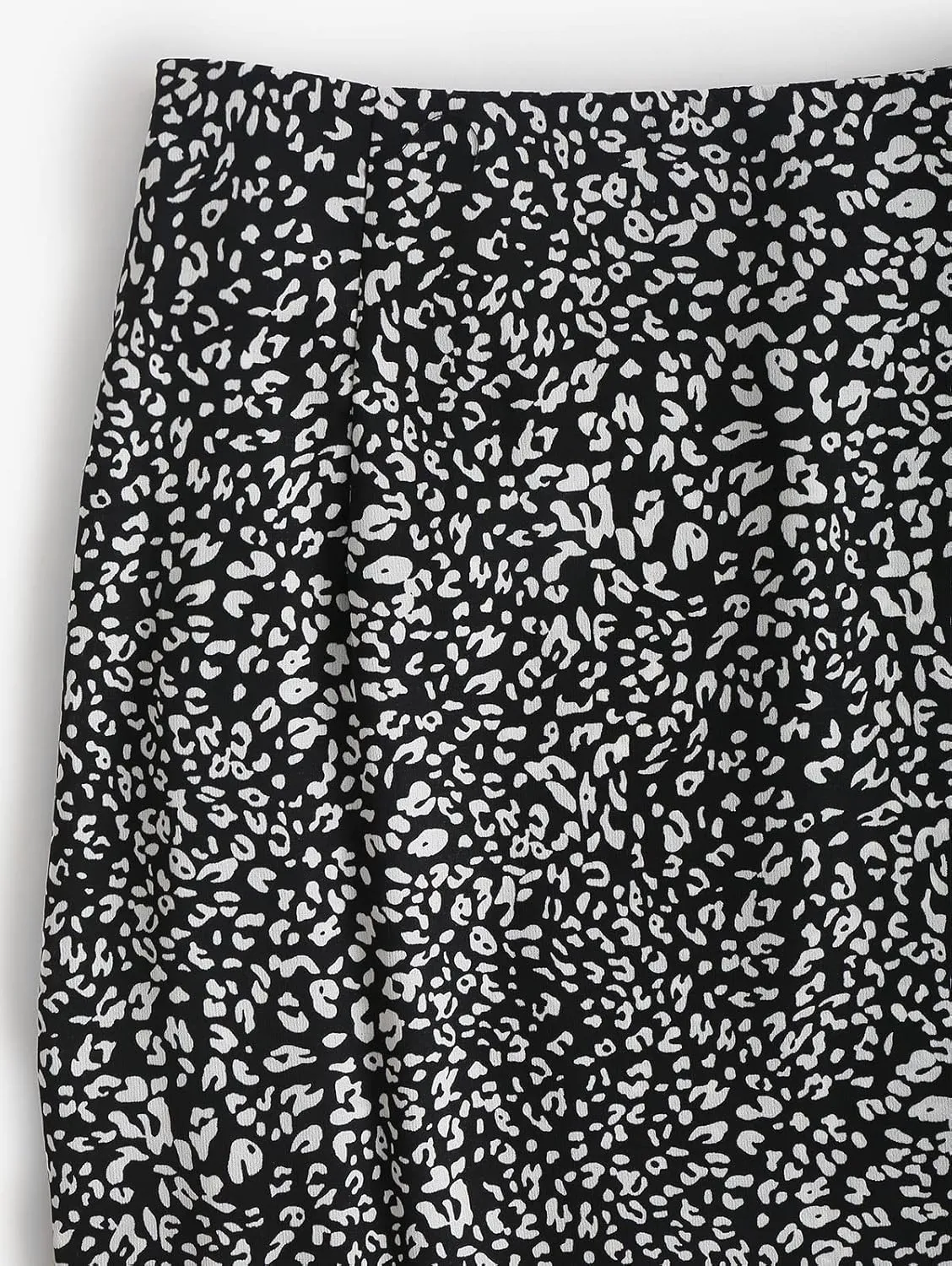 Women's Skirt Midi Length Ruffles Trim High Split Thigh Animal Printed Skirts Zipper Casual Swing Skirts