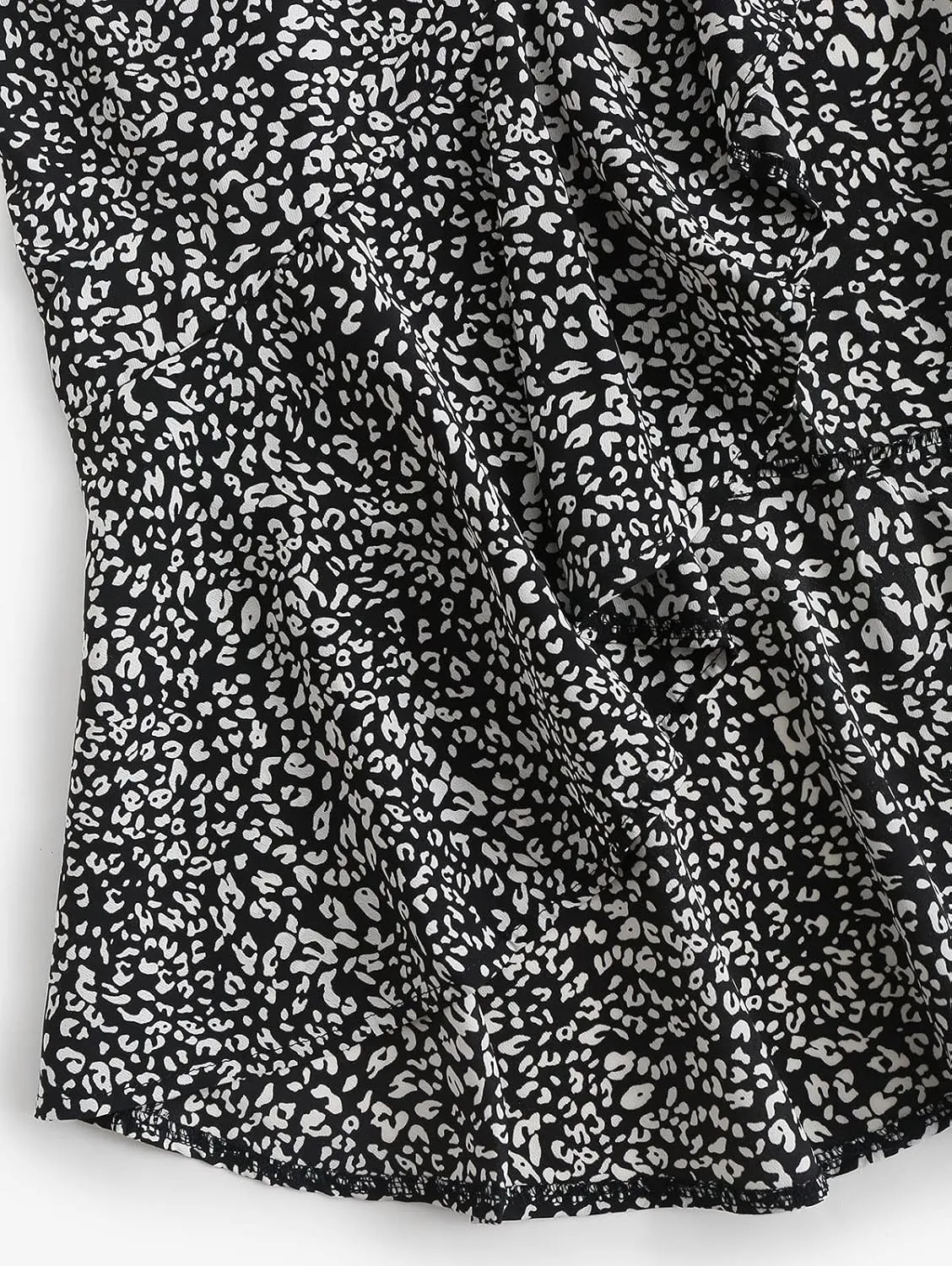 Women's Skirt Midi Length Ruffles Trim High Split Thigh Animal Printed Skirts Zipper Casual Swing Skirts
