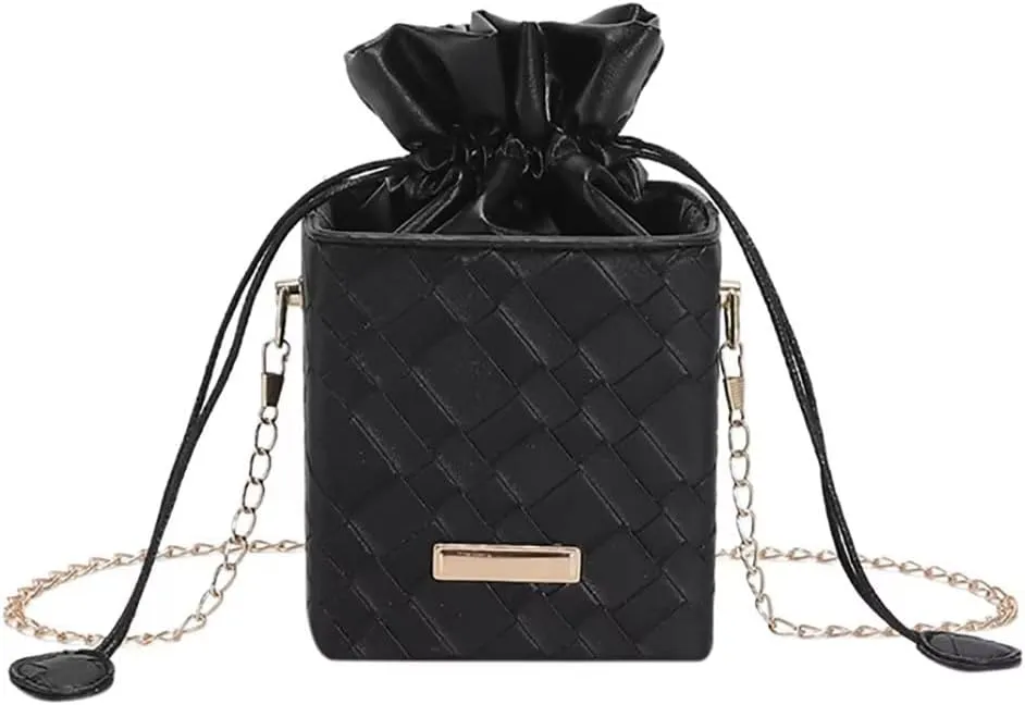 Womens Small Bucket Bag Stylish Drawstring Purse Cute Shoulder Bag Designer Leather Crossbody Purse Vintage Hobo Bag