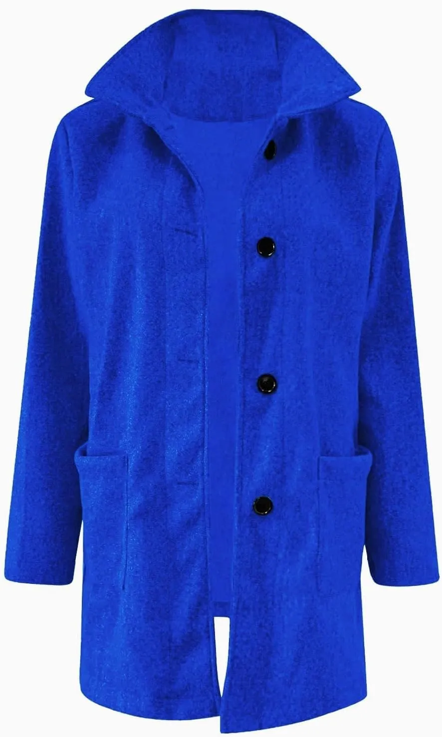 Women's Stand Up Collar Single Breasted Pea Coat Winter Casual Medium Length Trench Coat Solid Colour With Pockets Jacket