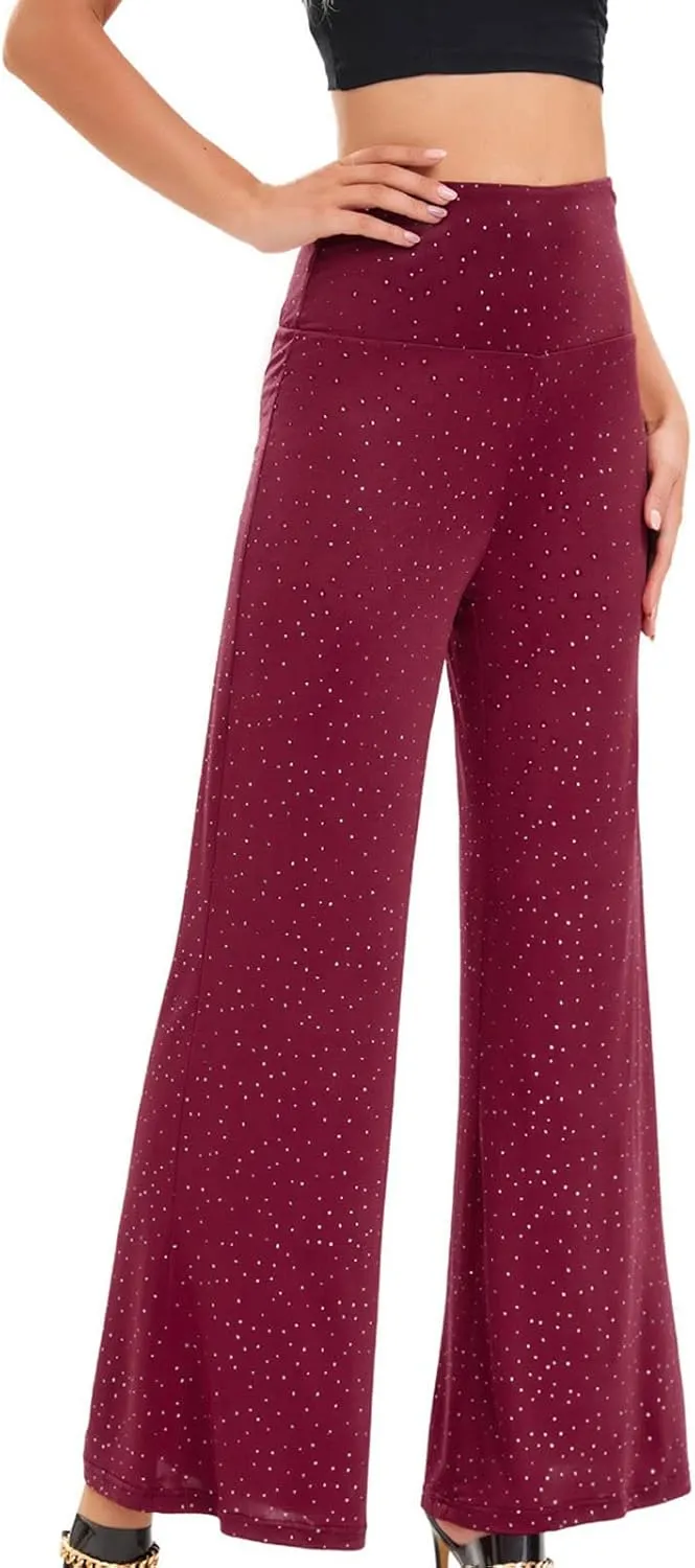 Women's Stretchy Wide Leg Yoga Pants Casual Comfy High Waist Palazzo Lounge Pants Loose Dance Trousers Comfy Slacks