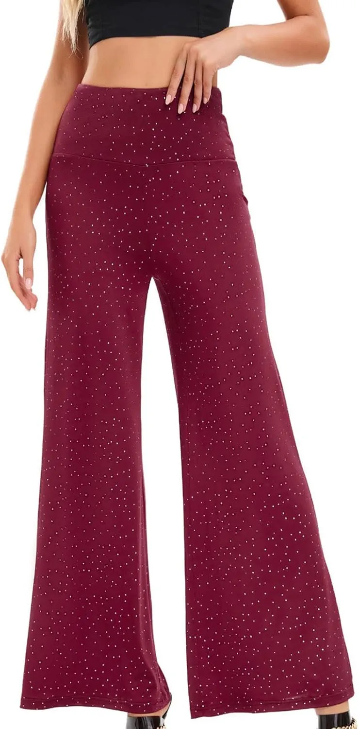 Women's Stretchy Wide Leg Yoga Pants Casual Comfy High Waist Palazzo Lounge Pants Loose Dance Trousers Comfy Slacks