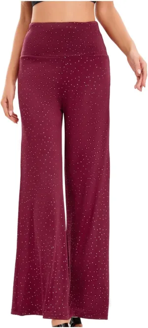 Women's Stretchy Wide Leg Yoga Pants Casual Comfy High Waist Palazzo Lounge Pants Loose Dance Trousers Comfy Slacks