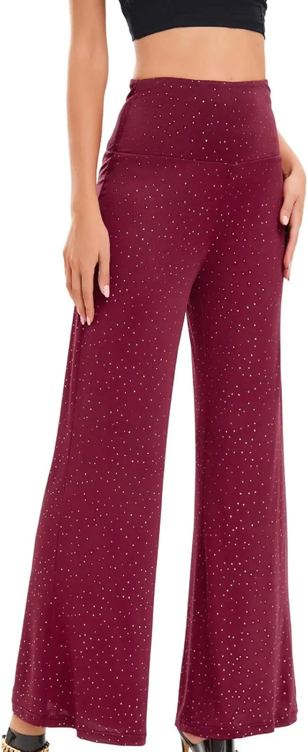 Women's Stretchy Wide Leg Yoga Pants Casual Comfy High Waist Palazzo Lounge Pants Loose Dance Trousers Comfy Slacks