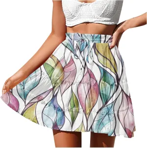 Womens Summer 2024 Tulle Long Skirts Irregular Hem High Waist Skirt Pleated Printed Mesh Midi Skirts for Ladies