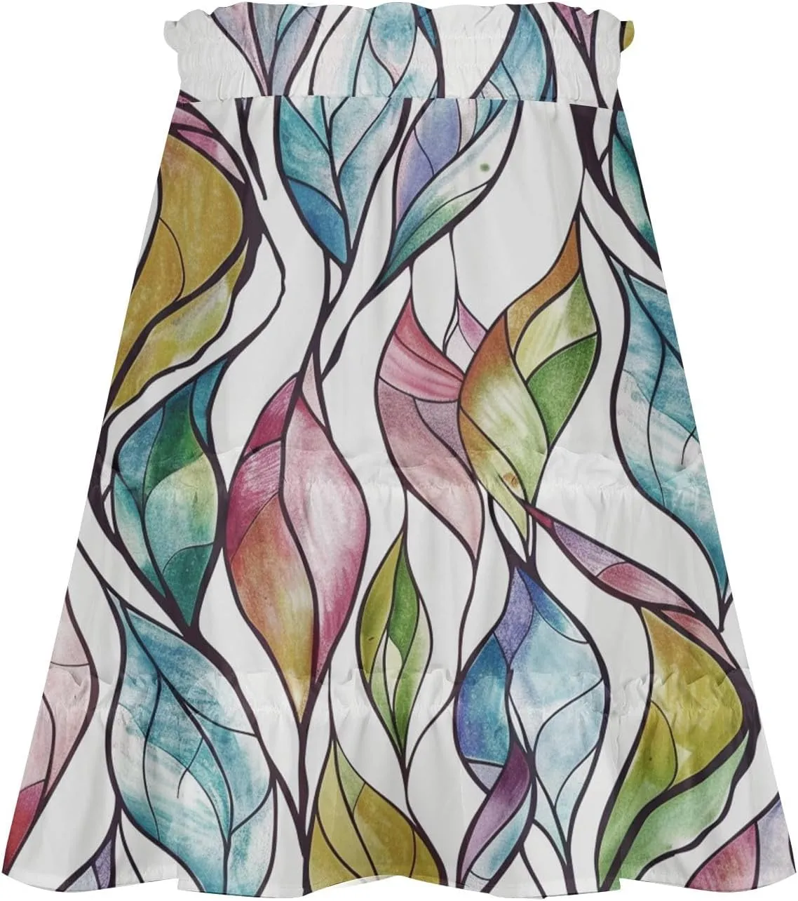 Womens Summer 2024 Tulle Long Skirts Irregular Hem High Waist Skirt Pleated Printed Mesh Midi Skirts for Ladies
