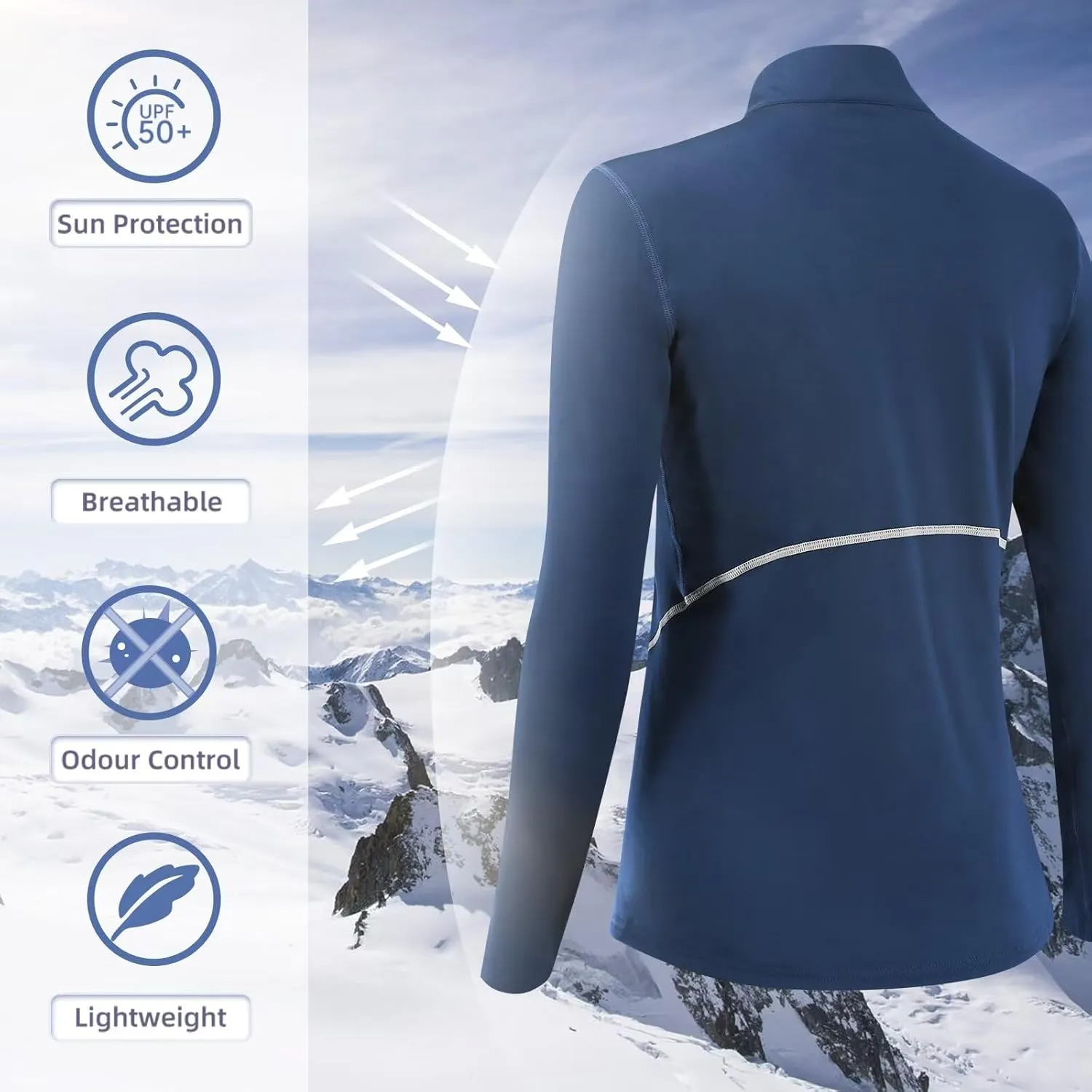 Women's Thermal Long Sleeve Sweat Shirts 1/4 Zip Running Pullover Quick Dry Jogging Outfits Base Layer for Women