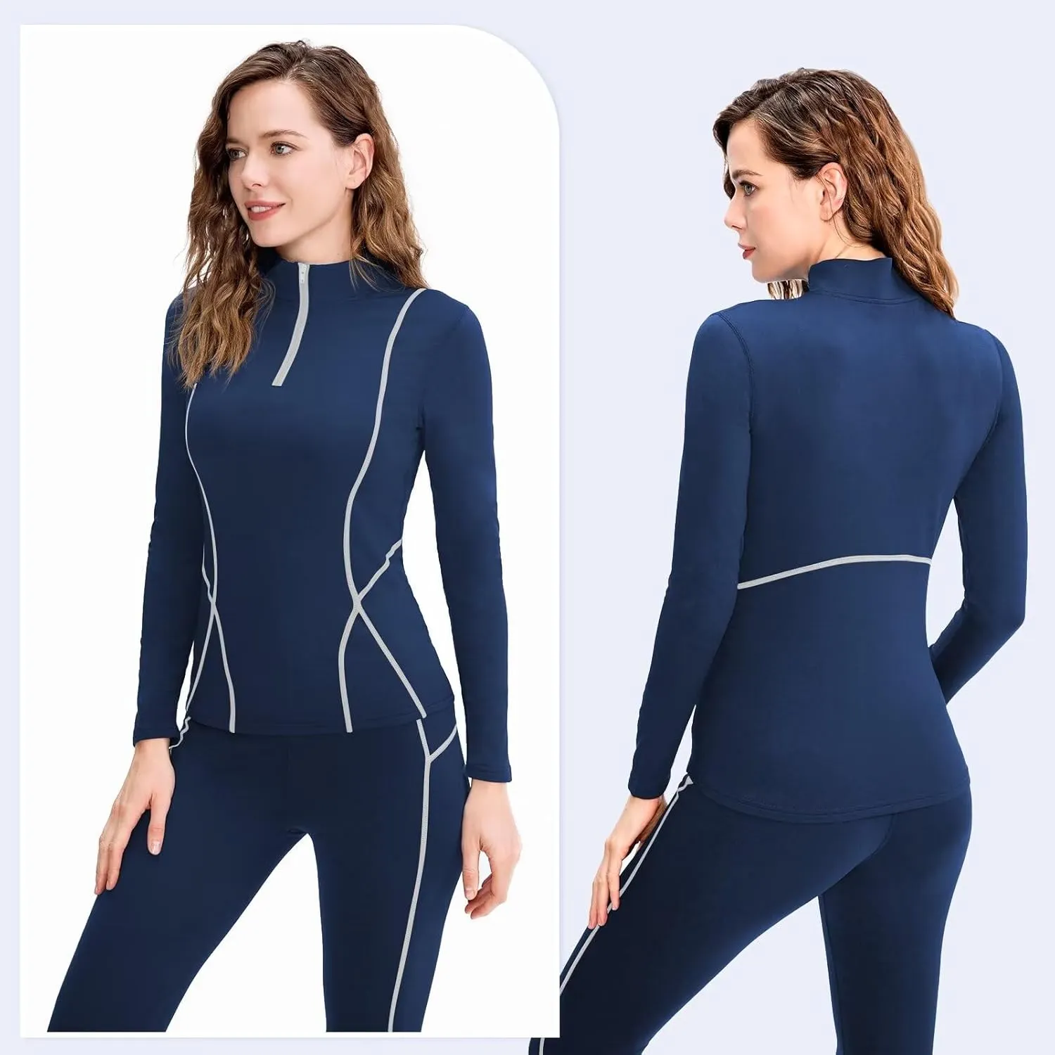Women's Thermal Long Sleeve Sweat Shirts 1/4 Zip Running Pullover Quick Dry Jogging Outfits Base Layer for Women