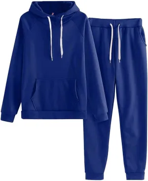 Womens Two Piece Outfits Long Sleeve V Neck Y2K Fashion Hoodie Sweatshirt Long Pants Outfits