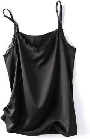 Women's V-Neck Camisole Silk Camis Sexy Lace Bottoming Shirt Sleeveless Top Silk Camisole Satin Camisole