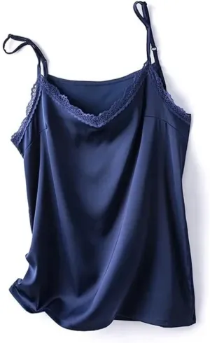 Women's V-Neck Camisole Silk Camis Sexy Lace Bottoming Shirt Sleeveless Top Silk Camisole Satin Camisole