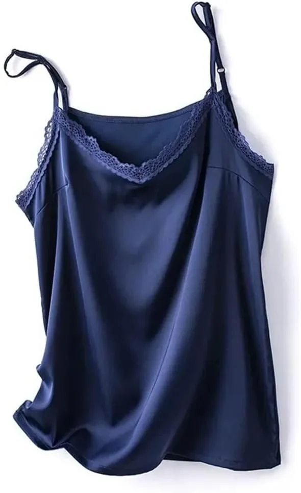 Women's V-Neck Camisole Silk Camis Sexy Lace Bottoming Shirt Sleeveless Top Silk Camisole Satin Camisole