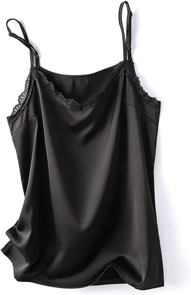 Women's V-Neck Camisole Silk Camis Sexy Lace Bottoming Shirt Sleeveless Top Silk Camisole Satin Camisole