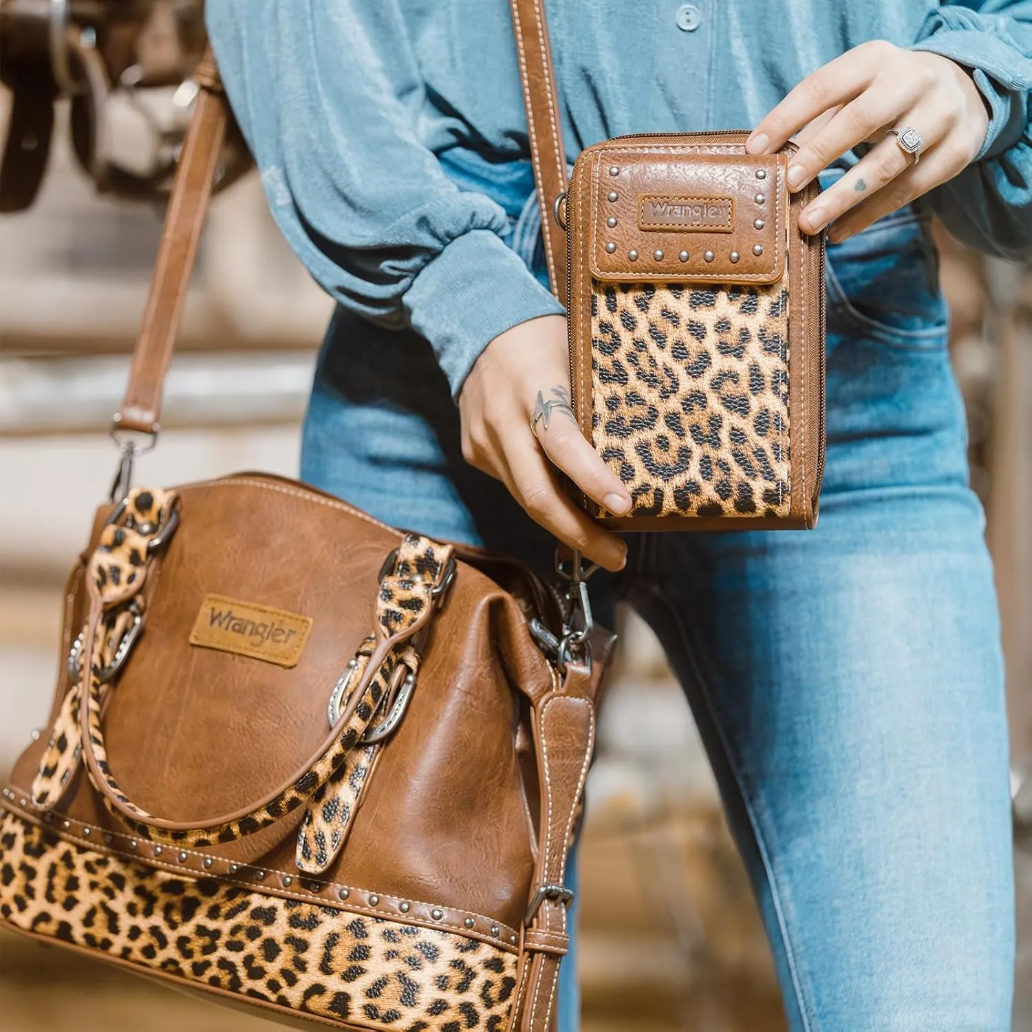 Wrangler 3Pcs Doctor Bag Sets for Women Top-handle Satchel Bag with Cell Phone Handbag and Coin Purse
