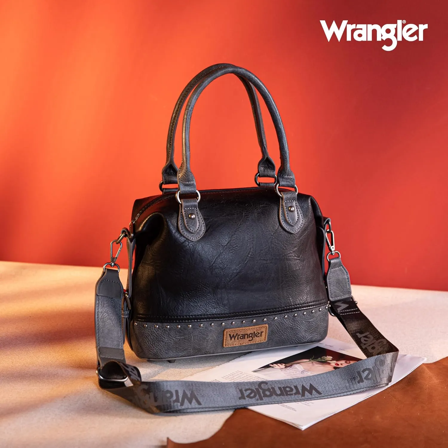 Wrangler Small Doctor Bag for Women Vintage Satchel Bag Western Handbags with Wide Strap