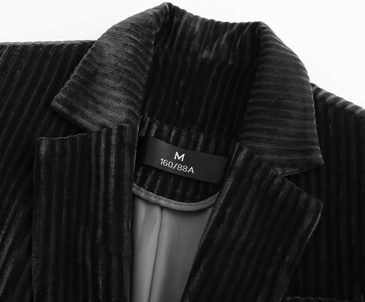 YUNCLOS Womens Velvet Blazer Jacket Slim Fit 1 Button Casual Lapel Office Dress Coat