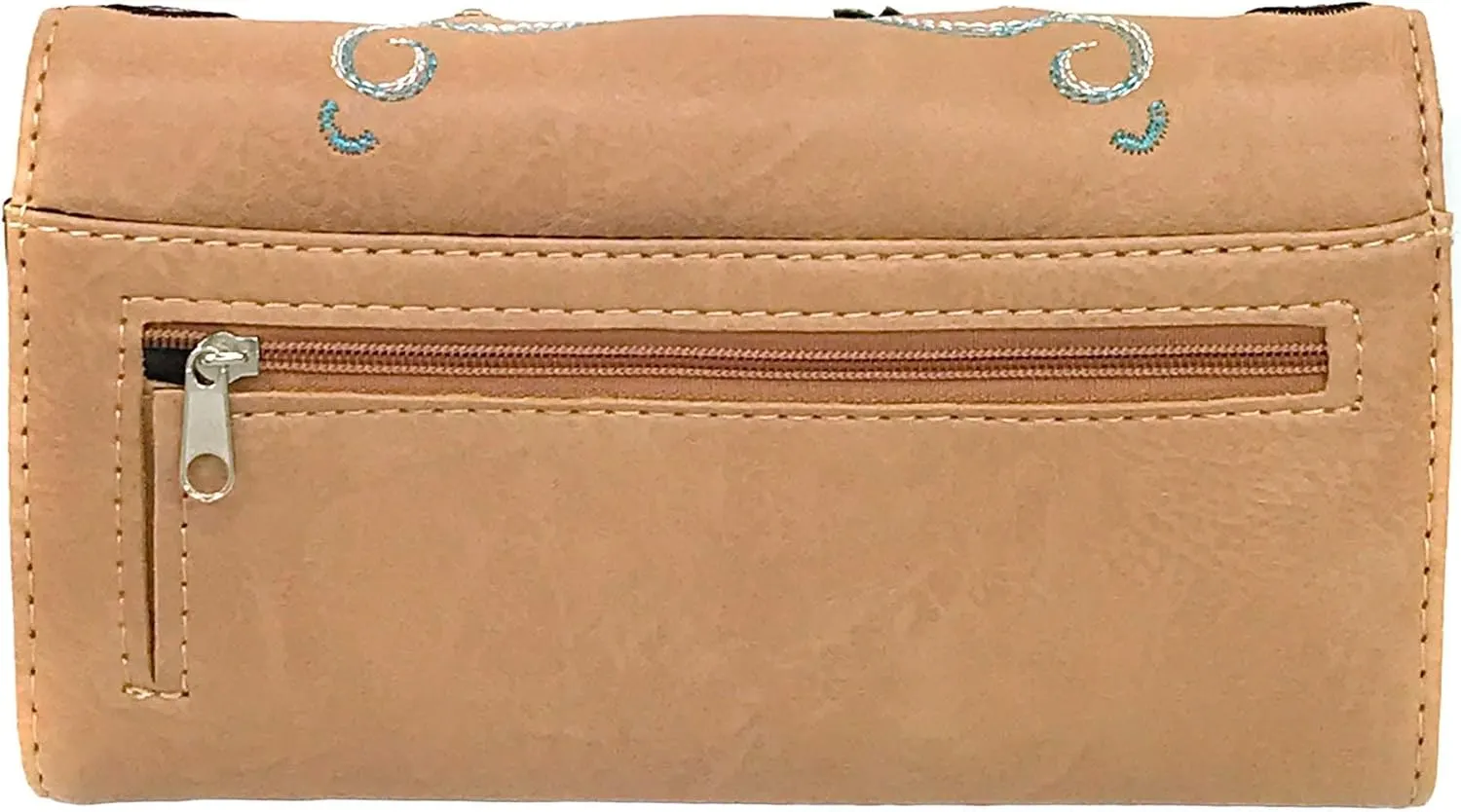 Zelris Western Mustang Horse Turquoise Women Crossbody Wrist Trifold Wallet