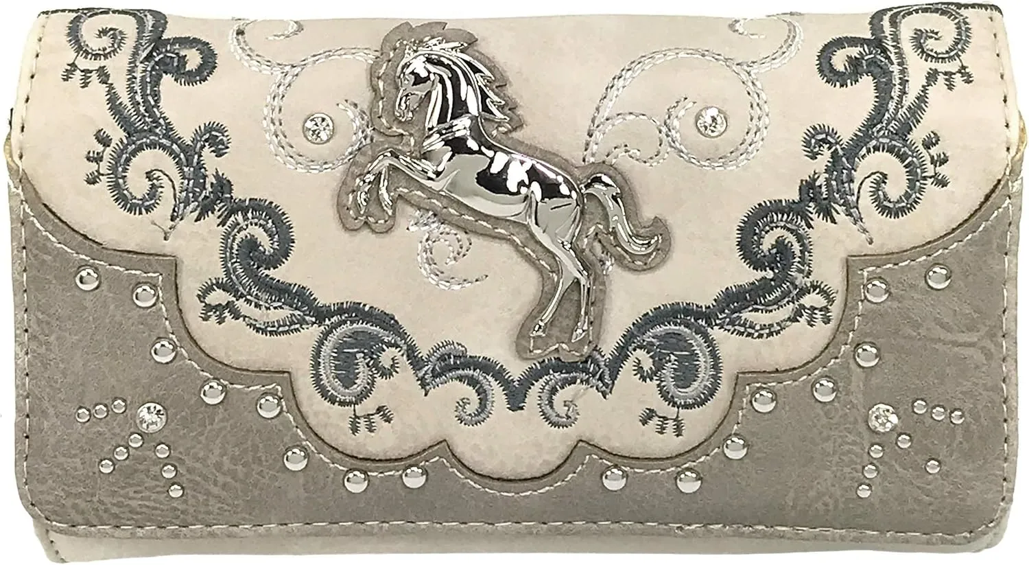 Zelris Western Mustang Horse Turquoise Women Crossbody Wrist Trifold Wallet