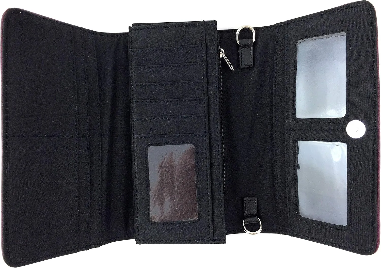 Zelris Western Silver Cross Turquoise Women Crossbody Wrist Trifold Wallet