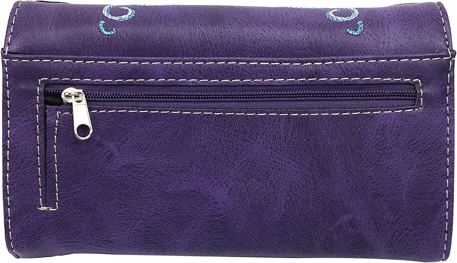 Zelris Western Silver Cross Turquoise Women Crossbody Wrist Trifold Wallet