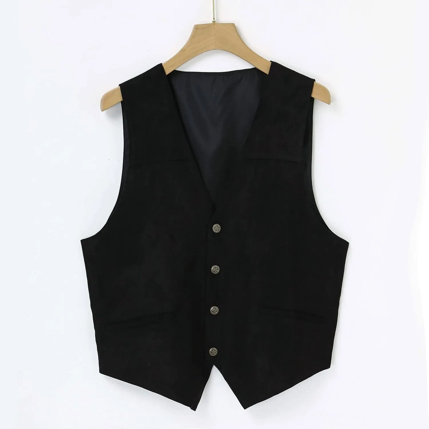 ZHUER Men's Cowboy Suede Leather Vest Western Vest Retro Faux Suede Waistcoat for Men Slim Fit Sleeveless Casual Vest Jacket